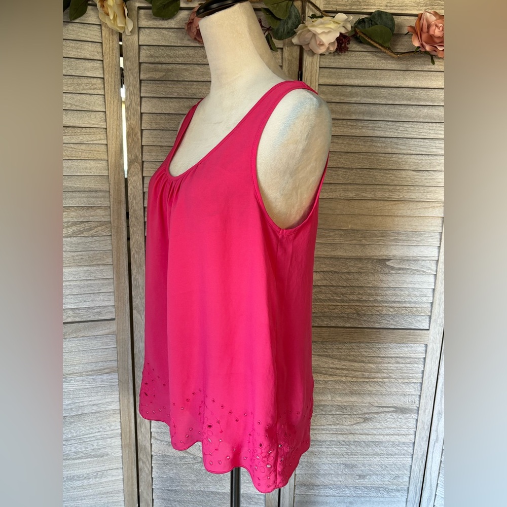 2 for 1 Deal LOFT ANN TAYLOR Sleeveless Blouses Fuchsia Pink Black&White cottage - Picture 8 of 16